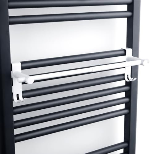 EMKE Toallero para radiador y secador de Toallas, Toallero retráctil，Blanco，Multifuncional toallero de baño de Pared （2 Piezas）