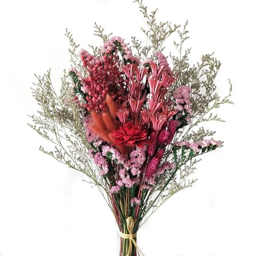INIFLM Fiori Secchi con Stelo, Bouquet Non Ti Scordar di Me, Composizione Floreale Secca Artificiale per Vaso, Decorazione Domestica (F)