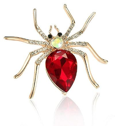Generic Spinne Brosche Vintage Kristall Broschen Diamant Intarsien Legierung Unisex Rot Hohe Qualität Praktisches Design und Langlebig