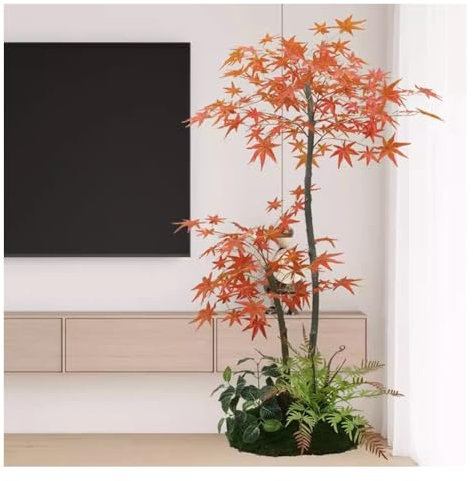 Künstliche Baum Chinesischer Art Künstliche Blume, Simulation Red Maple Fake Plants Dekoration Von Pflanzen Im Innenbereich Wohnzimmer Landschaftsgestaltung Desktop Dekoration (Farbe : Orange, Größe
