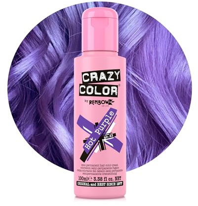 Crazy Color Vibrant Hot Purple Semi-Permanent Hair Dye. Highly Pigmented Royal Purple Conditioning & Oil Nourishing Vegan Formula | No Bleach or Ammonia | 100ml