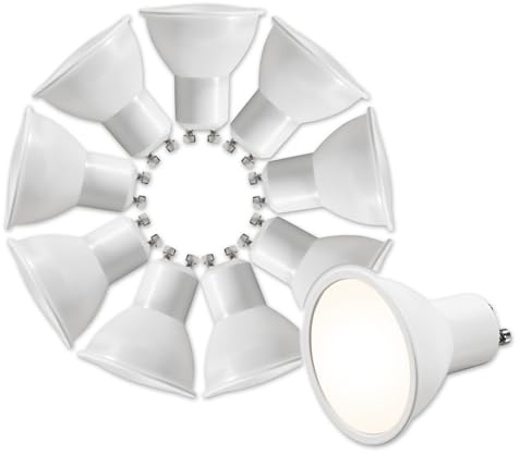ADAKAT Confezione da 10 faretti LED GU10, 6 W, dimmerabili, luce bianca diurna, 4000 K