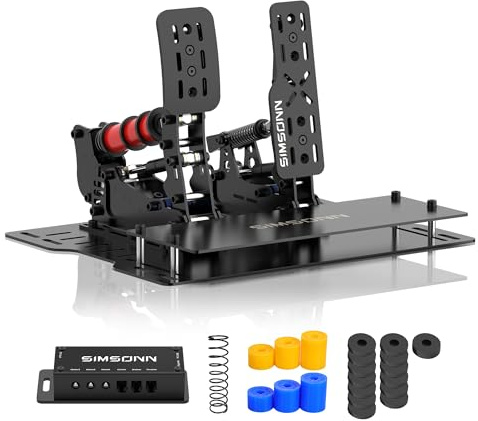 SIMSONN PLUS X Pedals Sim Racing Pedale PC Racing Simulator Pedale Drucksensor 200KG Wägezelle Bremspedal Unterstützung für haptische Pedals Reactor Schwarz（PLUS X-P2-H2-Plate）