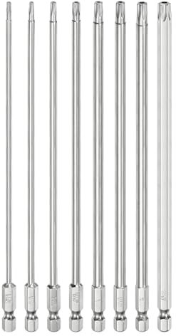 QUARKZMAN 8pz T8-T40 Bit Torx di Sicurezza 1/4 Gambo Esagonale 6 Lungo Acciaio S2 Magnetica Antimanomissione Star Bits Cacciavite Testa Torx con Foro per Rimuovere Viti Fissaggio