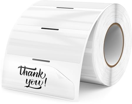 FINDAT Etiqueta Térmica Autoadhesiva Transparente 76 x 25 mm Imprimible Rectangular Pegatina Térmica Impermeable para Oficina Diseño Logo QR Envío 300 Pieza