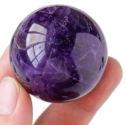 SUPBEI Natürlicher Amethyst Kristallkugel 1,6 (4cm) Polierte Kugel Divinationsball Dekorative Kugel mit Holzstand Heilender Stein für Meditation und Chakra-Balance