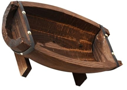 POPETPOP Maceta de Madera Barril para Jardín y Decoración Interior 37 X 23.5 CM Estilo Rústico para Plantas Suculentas y Bodas