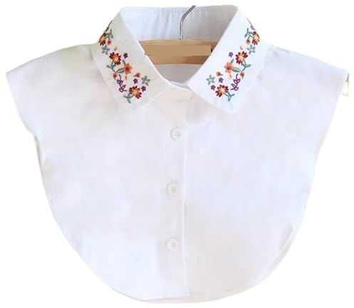 AYWTIUN Krageneinsatz damen floral bestickte falsche Bluse | Damen-Damen-Baumwoll-Hemd mit abnehmbarem Revers, gefälschter Kragen
