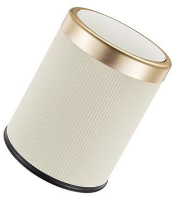Contenedor de basura redondo con tapa, sólido y fácil de limpiar para uso en interiores, elegante cubo de basura