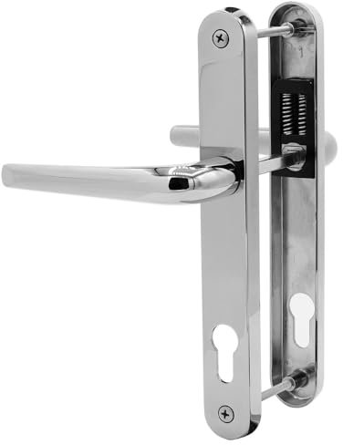 SHIELD HARDWARE uPVC Door Handle 92mm PZ Sprung Pair for PVC and Composite Doors Chrome 210mm Fixing Centres