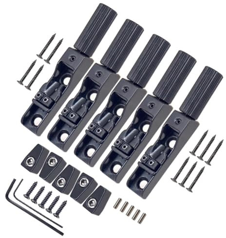 4/5/6 Saiten Bass Headless Bridge Set mit Einzelsaite Zinklegierung für verbesserte Stabilität und Stimmgenauigkeit (schwarz 5PCS)