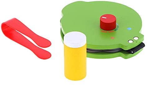 Kids Kitchen Playset, Simulation Pancake Machine Toy Children Playset, Wooden Waffle Maker with Play Food Cooking Toys 4 Pcs Bread, Tongs, Sauce Bottle, Pretend Set for Toddlers
