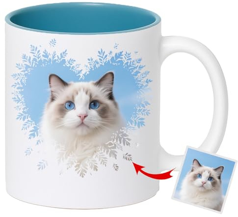 JONZIN Mug Personnalisé avec Votre Photo et Texte - Tasse Émaillée 330ml en Céramique - Cadeau Tendre et Unique pour Vous, Vos Proches, Amis, Amoureux ou Collègues (Style cœur tendre)