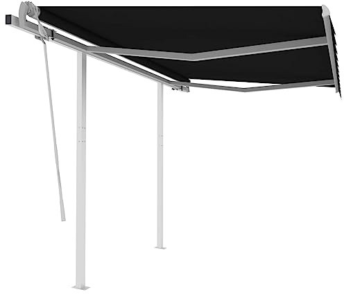 Manuell infällbar terrassmarkis 3 x 2,5 m antracit, robust aluminiumkonstruktion för optimalt UV-skydd och vattentät skuggning utomhus