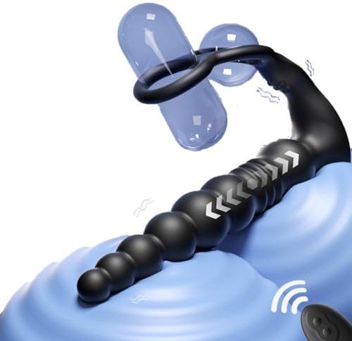 Vibrador anal y de próstata con 10 modos, plug anal de doble anillo con anillo para el pene para hombres y parejas