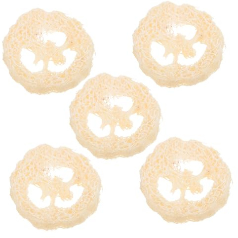 ELAYARD Bandeja para Jabón de Lufa Natural 5 Piezas, Esponja Vegetal Absorbente y Resistente al Agua, Forma Simple y Natural para Baño y Decoración Creativa
