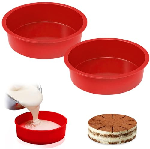 huipinghu 2 Pcs 6 Inch Silicone Cake Tins for Baking, Silicone Cake Moulds Round Cake Baking Pan Non-Stick Quick Release Suitable Baking Tray for Muffins Puddings Bread