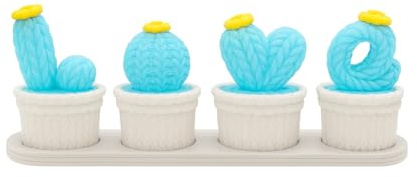 Set de 4 Cajas Decorativas LOVE de Cactus en Crochet – Mini Macetas para Decoración, Joyero o Regalo de Baby Shower, Bautizo o Nacimiento - Cactus con forma de letras LOVE - Caja pastillera decorativa