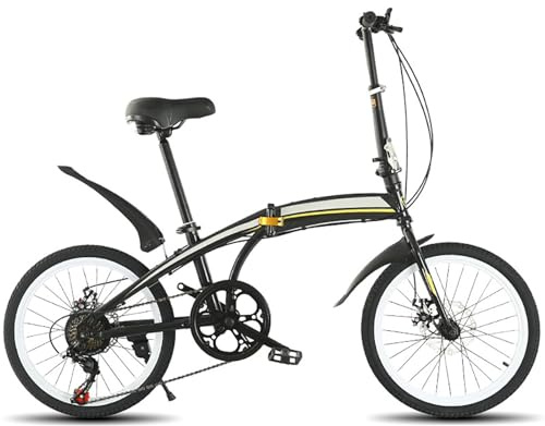 Faltbares Fahrrad, 20 Zoll, tragbar, 6 Gänge, faltbares Mountainbike für Erwachsene, kompaktes Faltrad mit Rahmen aus hochfestem Kohlenstoffstahl und Stoßdämpfung, 20 Zoll