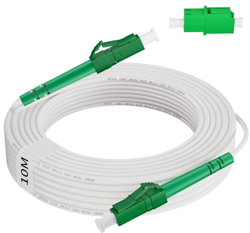 RFNAYK Cavo in Fibra Ottica da LC-AP C a LC-AP C 10m, OS2 Simplex Monomodale 9/125 μm, LSZH, FTTH, Cavo Patch 3,0mm con Adattatore Giunto