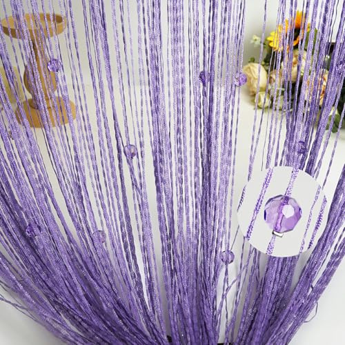 HYSENM 2 tende di perle per porte, zanzariera, tenda a fili, 100 x 200 cm, tenda a fili, tenda decorativa per porta della terrazza