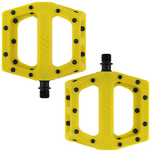 Dmr V11 flache Mountainbike-Pedale, gelb/schwarz, Stahlachse/Paar, leichtes Nylon-Verbund-Kunststoff, MTB, Rad-Teil Downhill, Freeride, Trail, Dirt Jump Cycle breite Plattform, stimmbarer Pingrip