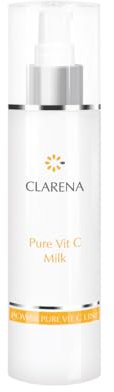 Clarena - Lait nettoyant 200 ml avec vitamine C - Lait pour les soins de la peau - Pour les peaux grises et vasculaires - Huile de pépins de raisin - Vitamine E - Polyphénols - Propriétés