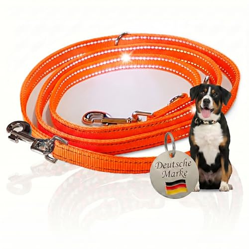 Activity4Dogs Reflektierende Hundeleine Signal-Orange für mittelgroße und große Hunde – 3-Fach verstellbar 2m – Made in Germany Nylon Führleine Robust & Wetterfest – Trainingsleine reißfest