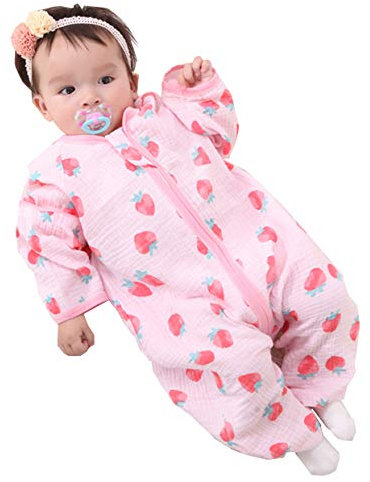 Chilsuessy Baby Schlafsack mit Füßen Sommer Kleine Kinder Ärmellos Schlafanzug 0.5 Tog Kind Sommerschlafsack Strampler für Jungen und Mädchen, Erdbeere, L/Baby Hoehe 85-95cm