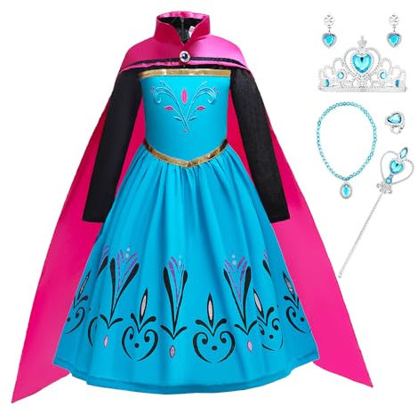 YOSICIL Frozen Kostüm ELSA Kleid Blau Eiskönigin Prinzessin Kostüm Anna Prinzessinen Kleider Mädchen Die Eiskönigin Cosplay Kostüme Weihnachten Verkleidung Set mit Zubehör Karneval Fasching Halloween