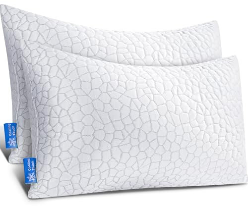 Teemour Pillows 2PACK Shredded Memory Foam Pillow Bed Pillows for Neck & Shoulder Support Adjustable Cooling Pillow for Side, Back & Stomach Sleepers with Breathable & Removable Cover