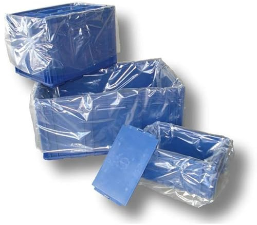 dm-folien Foliensäcke I 500 Stück I 415+315x650 mm I Lebensmittelechte Seitenfaltensäcke 35 µ I Transparente Beutel aus recycelbarem LDPE I Reißfeste Säcke für KLT-, Fleisch- & Bäckerkisten