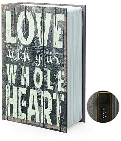 Caja de almacenamiento para libro de secuestro, caja fuerte secreta para diccionario con cerradura/llave de combinación de seguridad, caja fuerte oculta para libro de secuestro (Love-Combination)