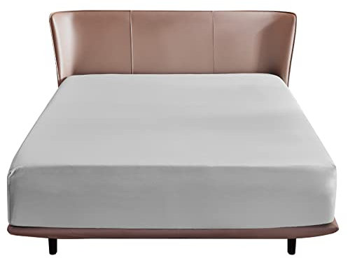 Bedsure Spannbettlaken 140x200cm Boxspringbett Topper - Polyester Mikrofasermaterial Bettlaken 140x200 cm für Matratzenhöhe bis 30 cm, Weiches Spannbetttuch Leintuch, Hellgrau