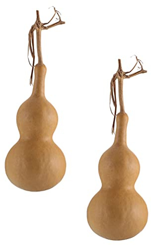 jojofuny Natural Gourd Ornament Decorative Gourds 2 Pack Desktop Calabash Adornments for Home Office Feng Shui Wu Lou 5.90X3.14X3.14 Inch