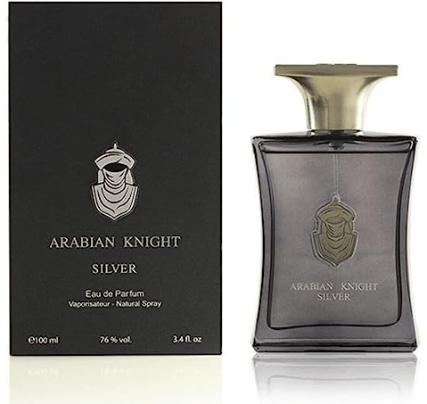Arabian Oud ARABIAN KNIGHT SILVER 100 ml | Eau de Parfum per Lui | Fiore di Geranio, Cashmeran, Ambra e Vaniglia | Profumo Legnoso e Ambrato.