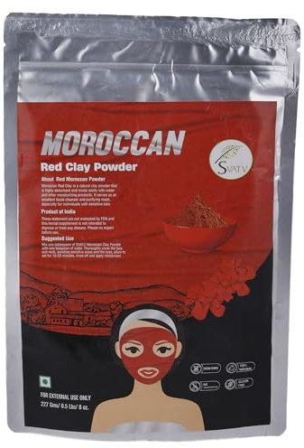 SVATV Red Maroccan Clay Powder (red Ton) | Roter Marokkanischer Ton | Hautstraffung | Haarmaske | Gesichtspeeling | Reinigt Porentief & Reinigt | Hautpflege Detox – 227 Gramm