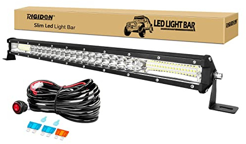 RIGIDON 24 Zoll 60cm 216W led lichtleiste 4x4 mit 12V kabelbaum kit, 6000K | flood spot, wasserdichte, lightbar, offroad beleuchtung, zusatzscheinwerfer, arbeitsleuchte, für auto ATV KFZ LKW fahrzeuge