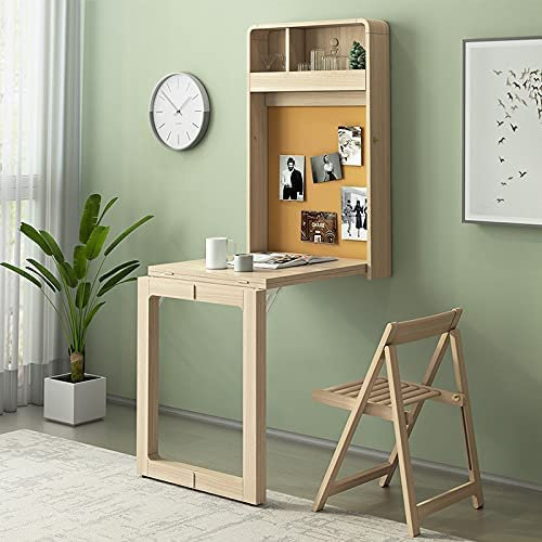 Oldpard Klappbarer Schreibtisch und Esstisch zur Wandmontage, zusammenklappbarer Tisch für Küche und Wohnzimmer, robuster Tisch zur Wandmontage (Set aus ausklappbaren Tisch und Stühlen, Golddiamanten)