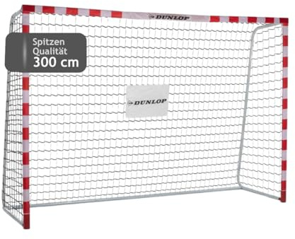 Dunlop Fußballtor - Fussballtor 300 x 200 x 90 cm - Fußball Tor - Fussballtore für Garten Kinder und Erwachsene - Fussball Trainingszubehör Innen und Außen - Metall - Schwarz/Weiß