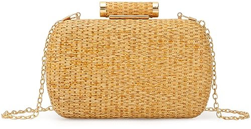 GOKTOW Stroh Clutch Damen Handtasche für Party Hochzeit Sommer Strand Tote Tasche