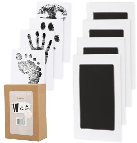 Pearhead Clean-Touch Ink Pad 4-Pack, Baby Handprint or Footprint Clean-Touch Inkless Ink Pad Kit, Ink Pad for Cat or Dog Pawprints, Baby and Pet Keepsake Ink Pads, Set of 4