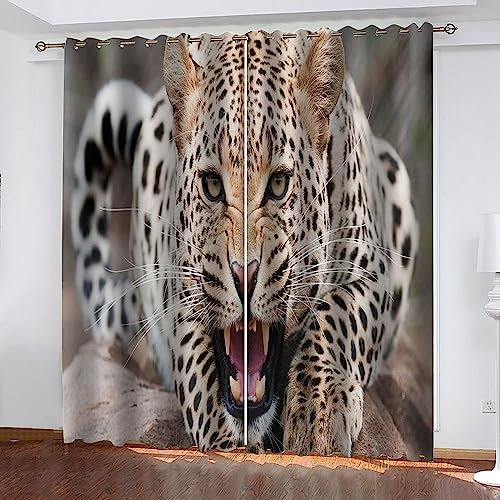 3D Verdunkelungsvorhang Ösen Wildes Tier Gepard,2Er Set Gardinen Wohnzimmer Gardinen Blickdicht Kinder Vorhänge Schlafzimmer Dekoschals Gardine -0G9D9C5K4T3