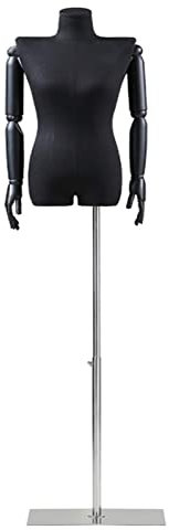 Schneiderpuppe weiblich, weiblicher Torso mit flachen Schultern und quadratischer Basis, Verstellbarer Ständer, halbe Schneiderpuppe für die Präsentation von Kleidung un