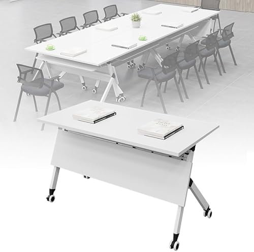 Klapptische, Klappbares Besprechungstisch-Set fürs Büro, Konferenzräume, Schulungsräume, Mobiler Klapp-Schulungstisch mit feststellbaren Rädern, Stauraum und Trennwänden, für Konfe