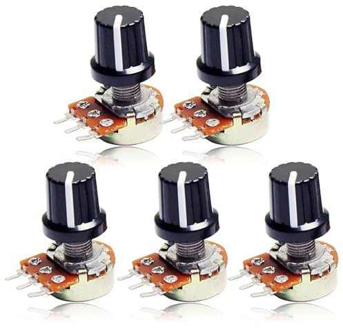 5 Stück B10K Potentiometer Kit, 3 Klemmen-Drehpotentiometer mit Kappenmuttern, Eualizer-potentiometer, 3 Anschlüsse Linear Rotary Potentiometer