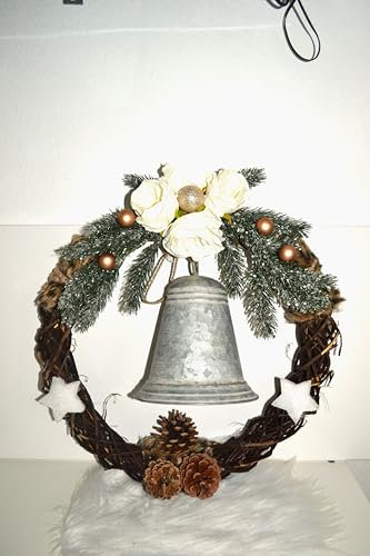 Türkranz Wandkranz mit Glocke Natur 45 cm Wanddeko Weihnachten Advent