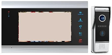ZXLPHAZ Videocitofono cablato TFT da 7 Pollici 1080P, Telecamera per Telefono, Supporto Registrazione/istantanea, Campanello, Facile Installazione (Dimensioni: 1M1D) (1M1D)