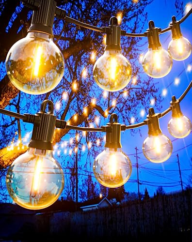 Zuske 20M Lichterkette Außen, LED Lichterkette Aussen strom mit 30+2 Warmweiße G40 Bruchsicheren Glühbirnen, IP65 Wasserdicht Outdoor Lichterketten für Garten Terrasse Hochzeiten Partys Bistro Balkon