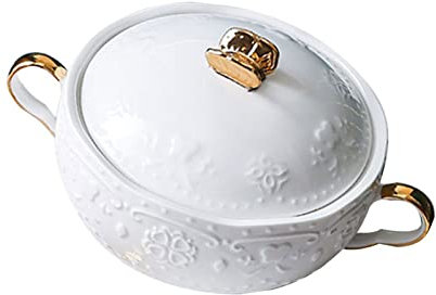 Pentola per brodo, Ciotole per zuppa, Ciotola in Ceramica con Manici per cipolle, Cereali, Forno, Noodle, Insalata di Frutta Bianca, casseruola Ramyun